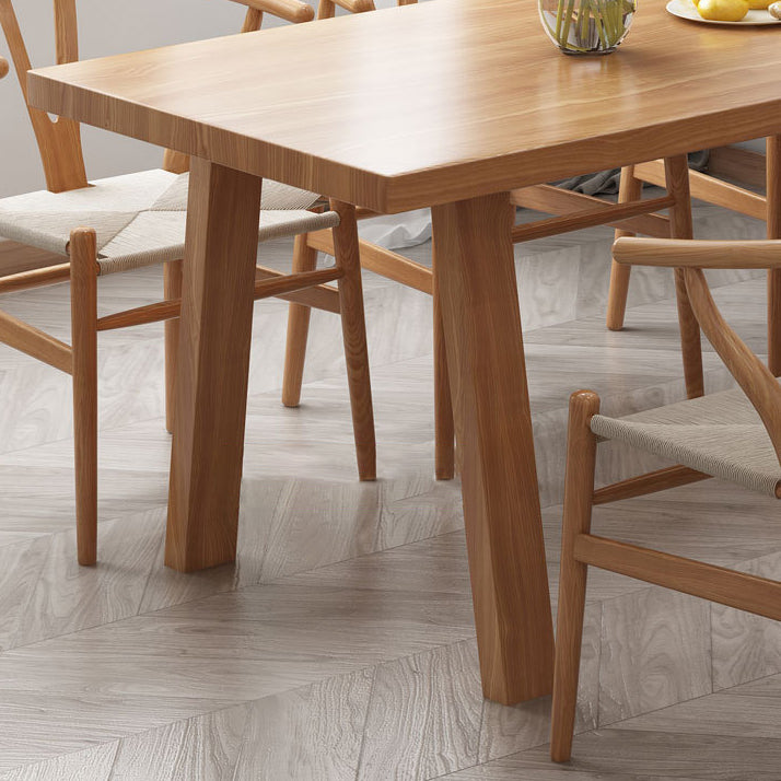 Solid Wood Top Dining Table Traditional Luxury Table with 4 Legs