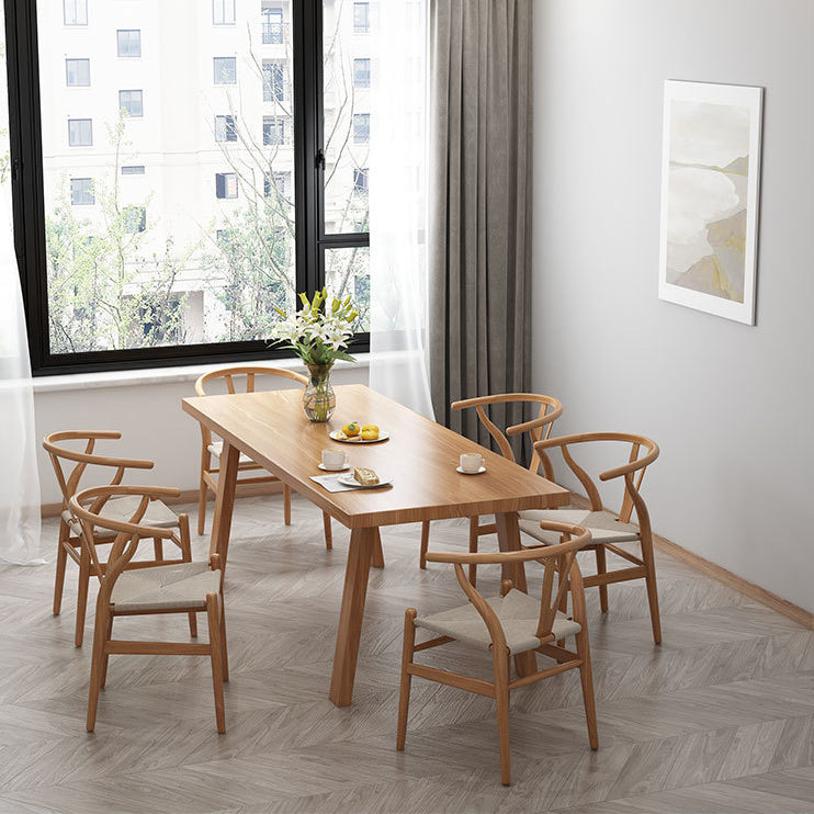 Solid Wood Top Dining Table Traditional Luxury Table with 4 Legs