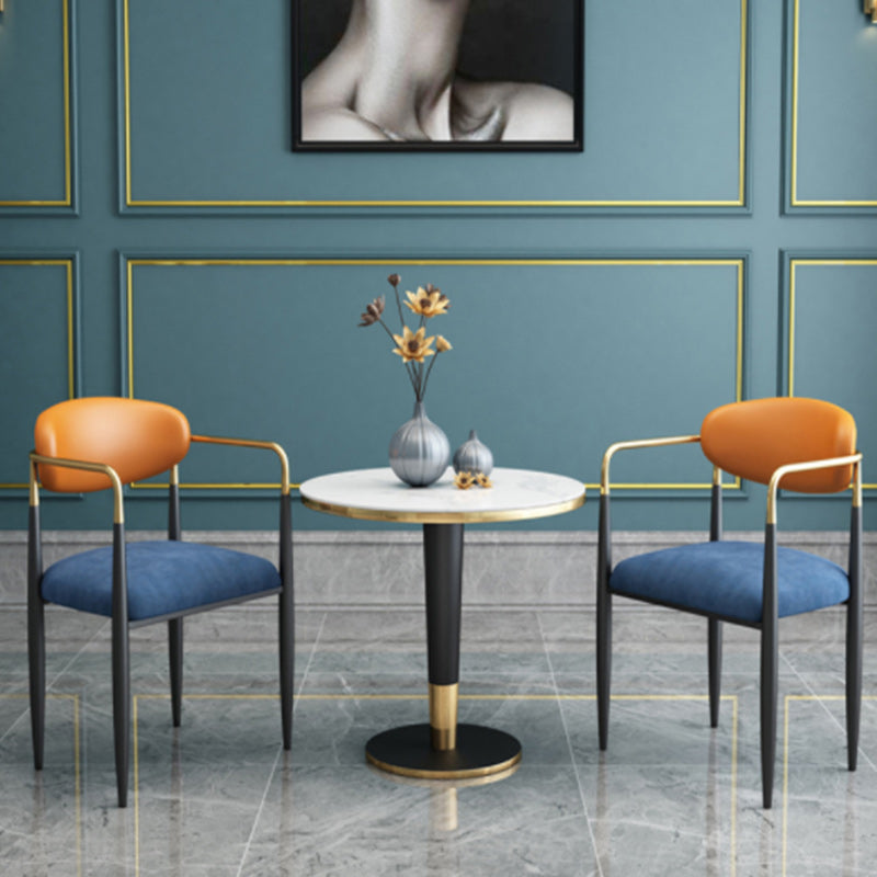 Upholstered Dining Chair Glam Style Open Back Dining Armchair for Indoor