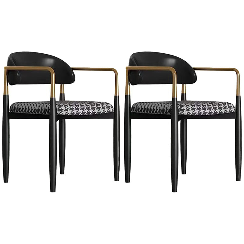 Upholstered Dining Chair Glam Style Open Back Dining Armchair for Indoor