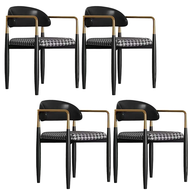Upholstered Dining Chair Glam Style Open Back Dining Armchair for Indoor