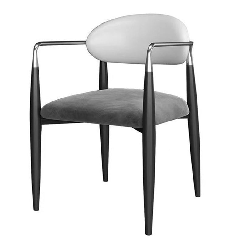 Upholstered Dining Chair Glam Style Open Back Dining Armchair for Indoor