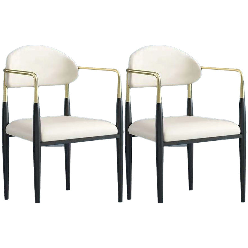 Upholstered Dining Chair Glam Style Open Back Dining Armchair for Indoor