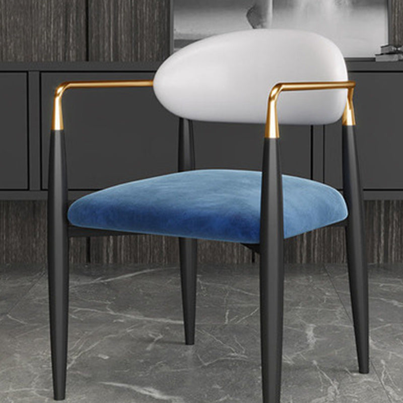 Upholstered Dining Chair Glam Style Open Back Dining Armchair for Indoor