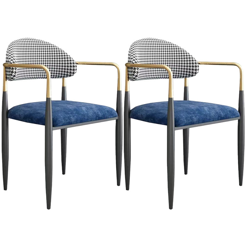 Upholstered Dining Chair Glam Style Open Back Dining Armchair for Indoor