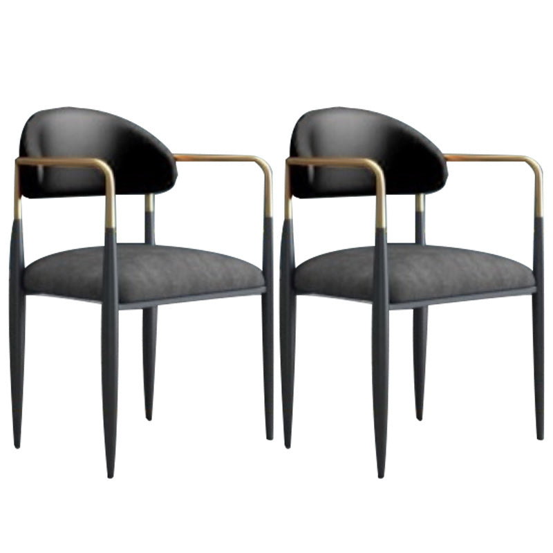 Upholstered Dining Chair Glam Style Open Back Dining Armchair for Indoor