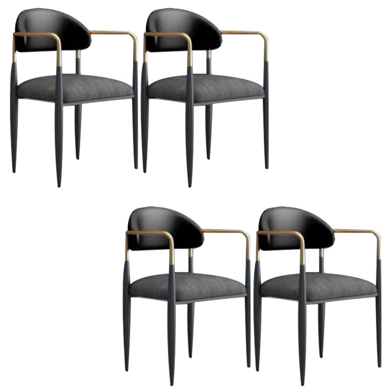 Upholstered Dining Chair Glam Style Open Back Dining Armchair for Indoor