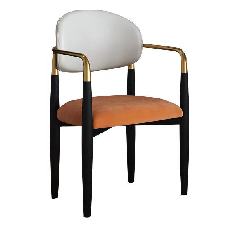 Upholstered Dining Chair Glam Style Open Back Dining Armchair for Indoor