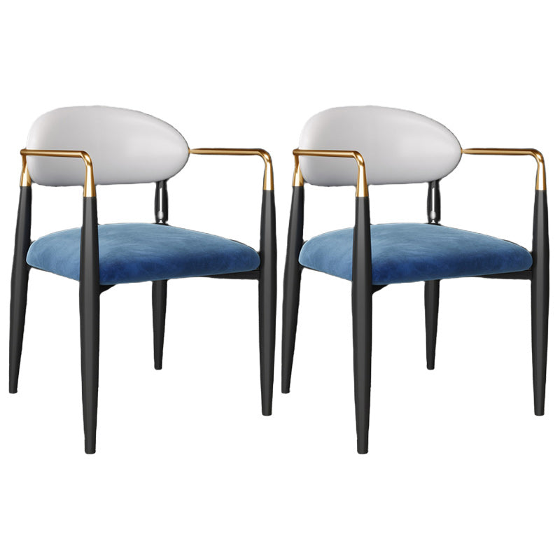 Upholstered Dining Chair Glam Style Open Back Dining Armchair for Indoor
