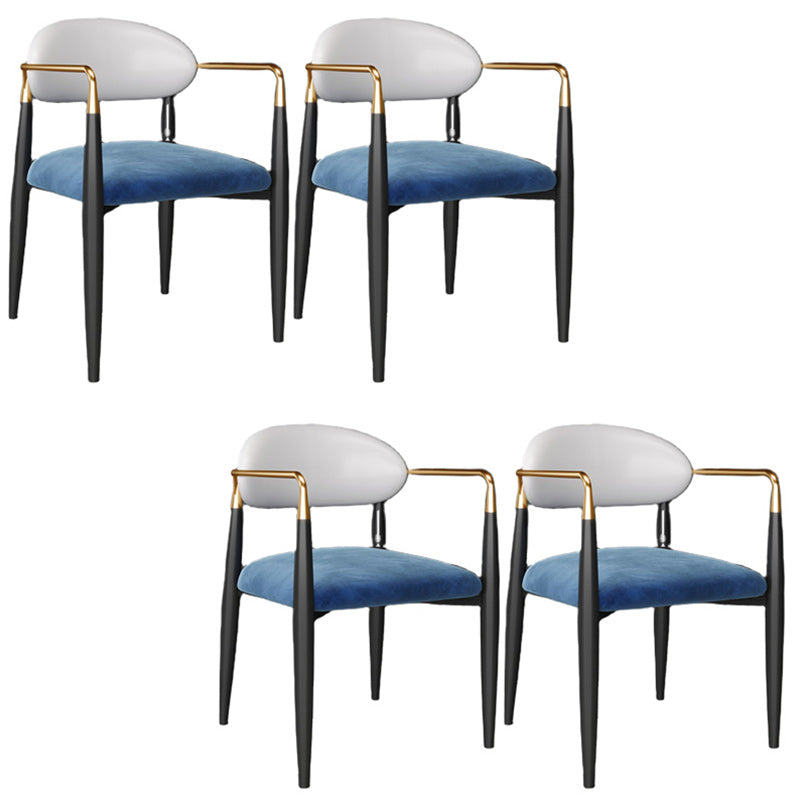 Upholstered Dining Chair Glam Style Open Back Dining Armchair for Indoor