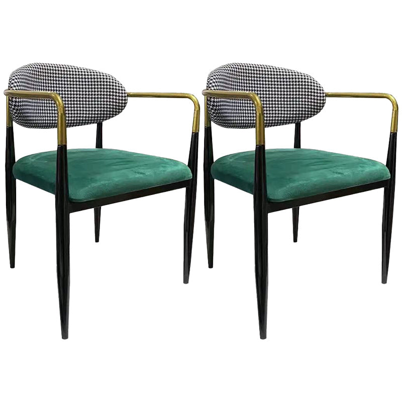 Upholstered Dining Chair Glam Style Open Back Dining Armchair for Indoor