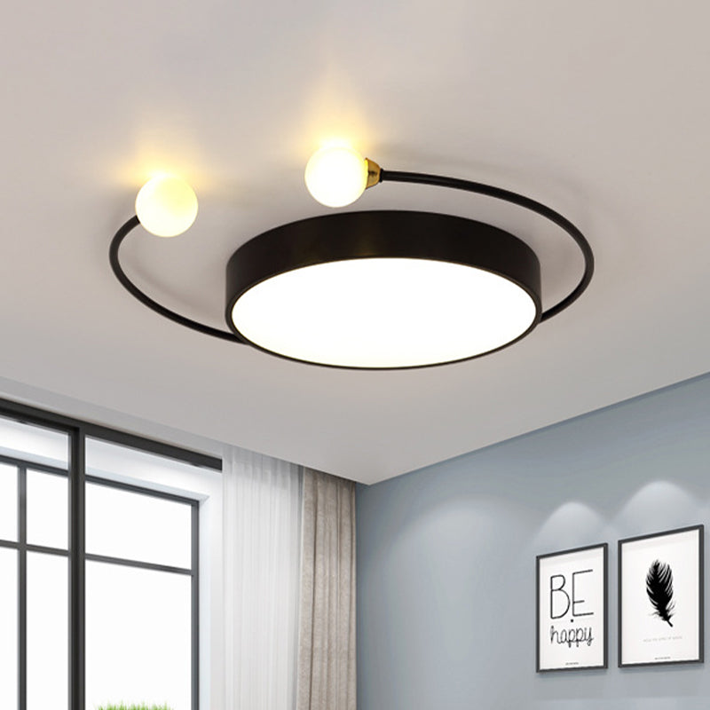 Zwart/Grijze Drum Inbouwplafondlamp Moderne LED Metalen Inbouwlamp met 2-Modo Licht in Wit/Warm Licht