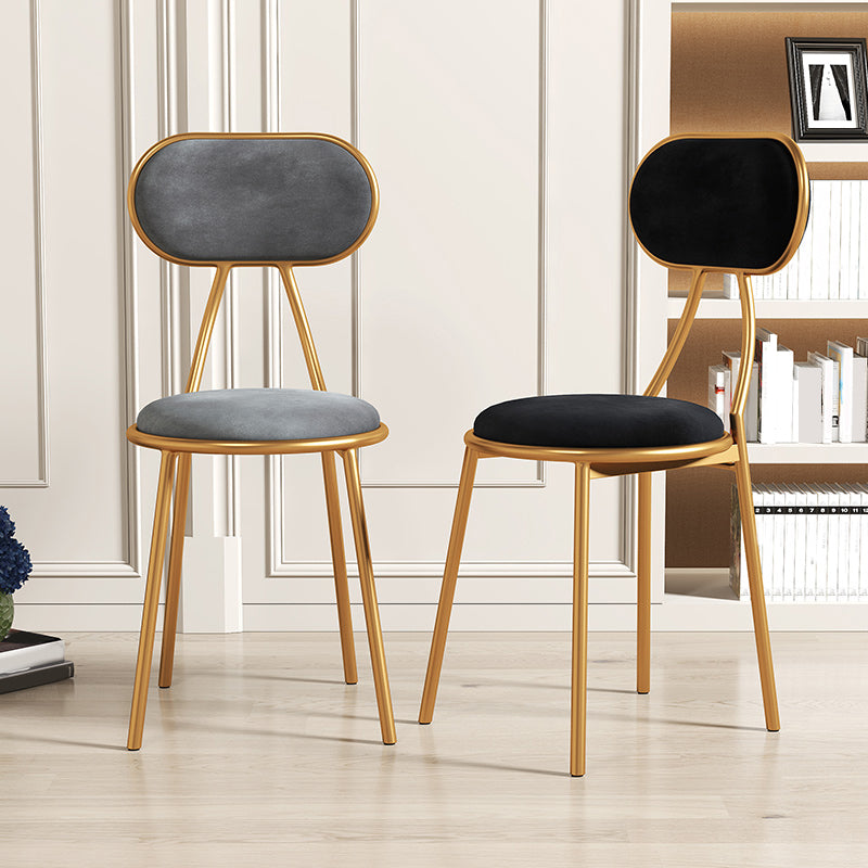 Glam Style Open Back Chair Upholstered Stackable Dining Side Chair