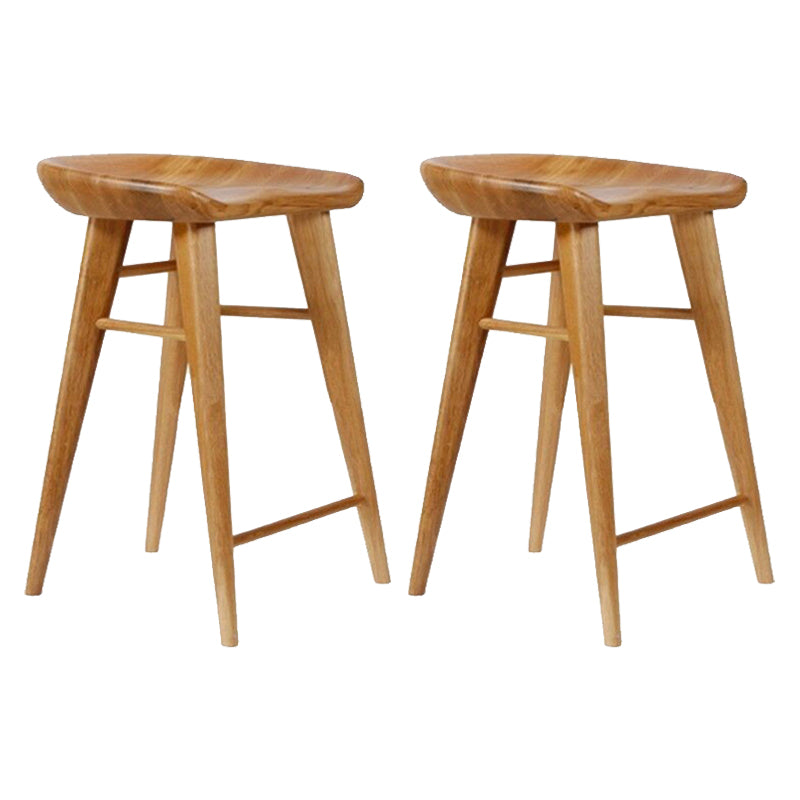 Modern Armless Counter Stool Wood Cafe Bar Stool with Wooden Seat and Pedal