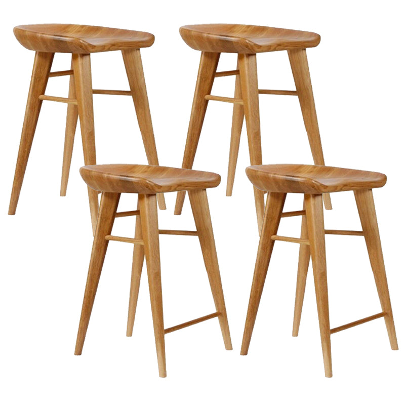 Modern Armless Counter Stool Wood Cafe Bar Stool with Wooden Seat and Pedal