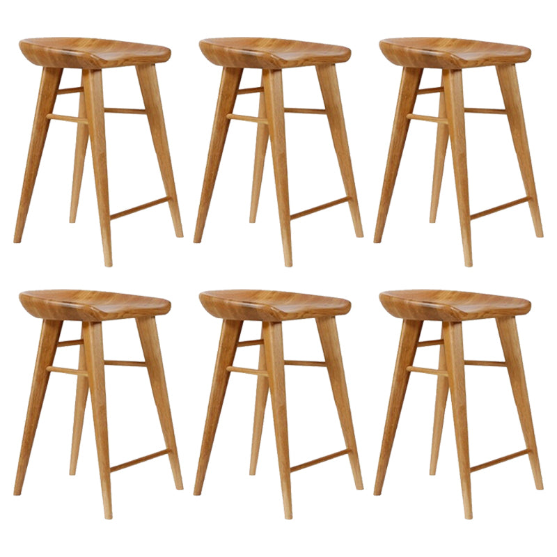 Modern Armless Counter Stool Wood Cafe Bar Stool with Wooden Seat and Pedal