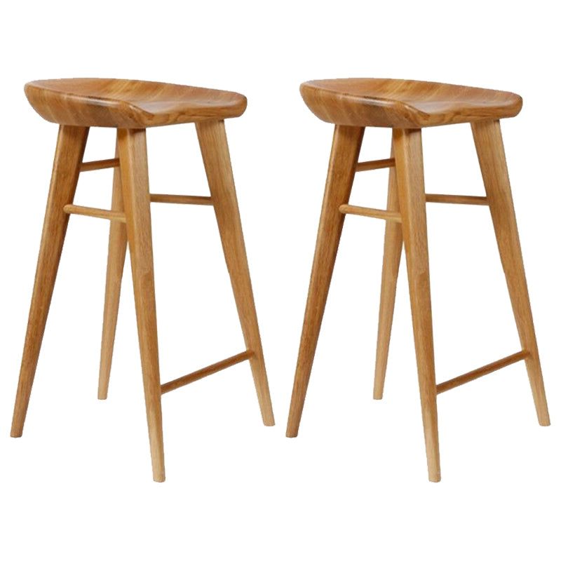 Modern Armless Counter Stool Wood Cafe Bar Stool with Wooden Seat and Pedal