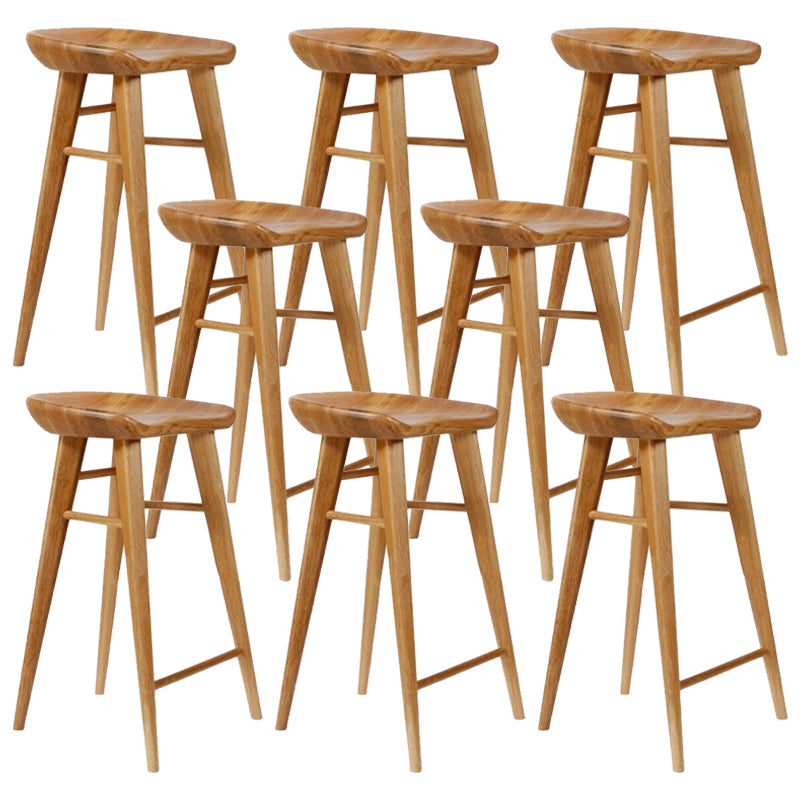 Modern Armless Counter Stool Wood Cafe Bar Stool with Wooden Seat and Pedal