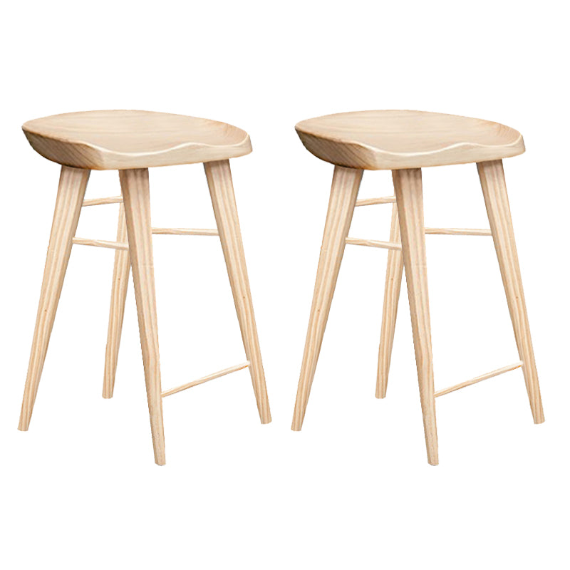Modern Armless Counter Stool Wood Cafe Bar Stool with Wooden Seat and Pedal