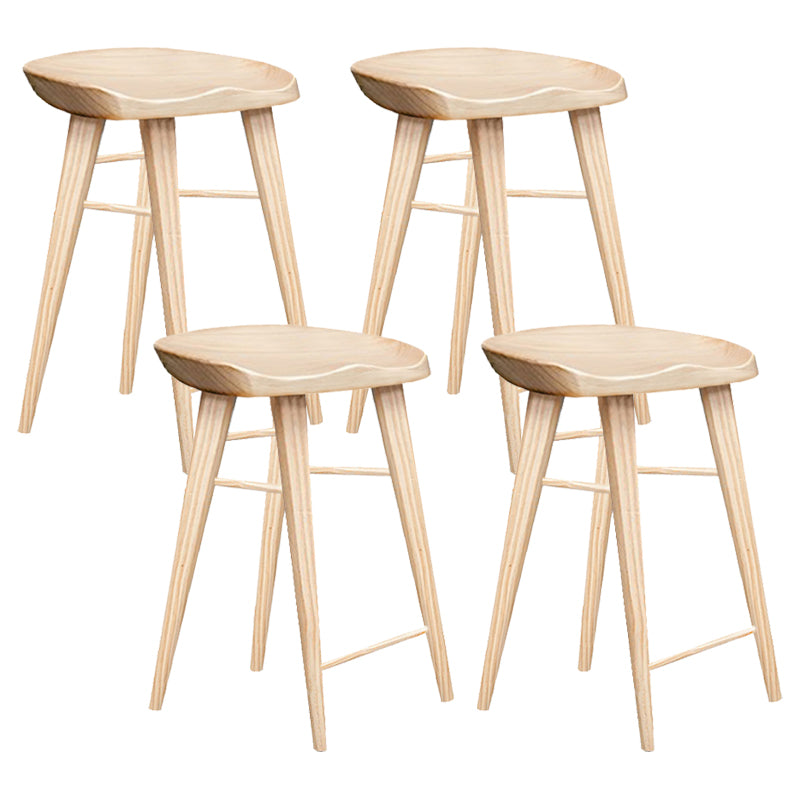 Modern Armless Counter Stool Wood Cafe Bar Stool with Wooden Seat and Pedal