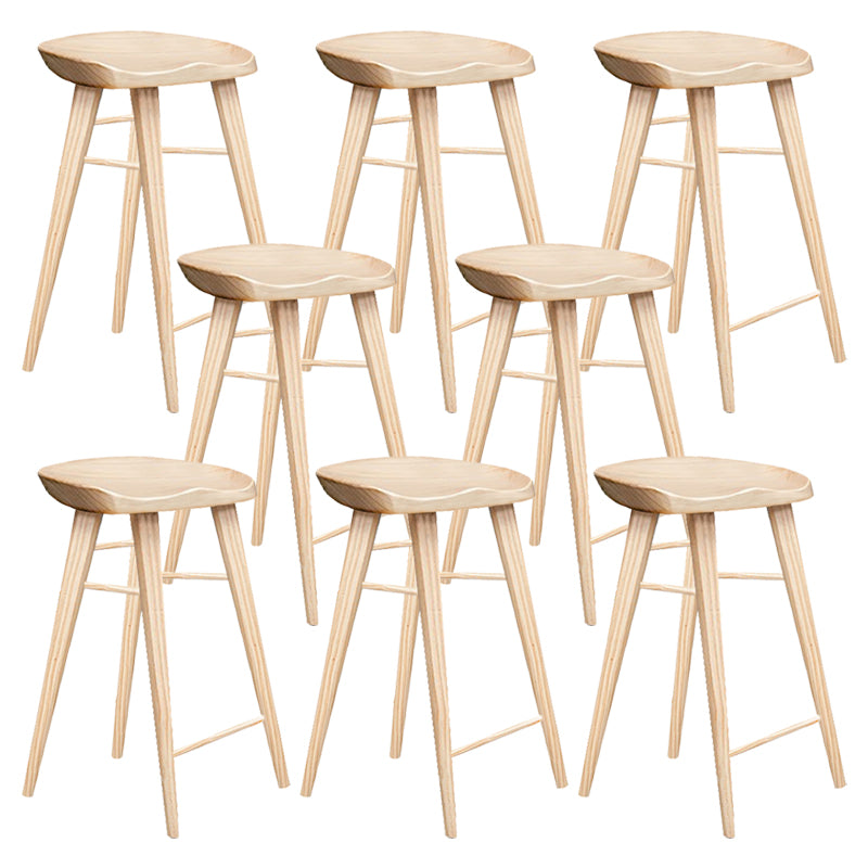 Modern Armless Counter Stool Wood Cafe Bar Stool with Wooden Seat and Pedal
