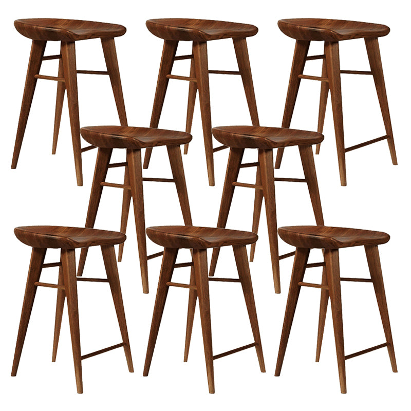 Modern Armless Counter Stool Wood Cafe Bar Stool with Wooden Seat and Pedal