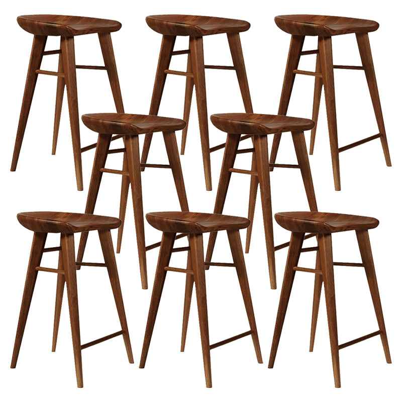 Modern Armless Counter Stool Wood Cafe Bar Stool with Wooden Seat and Pedal