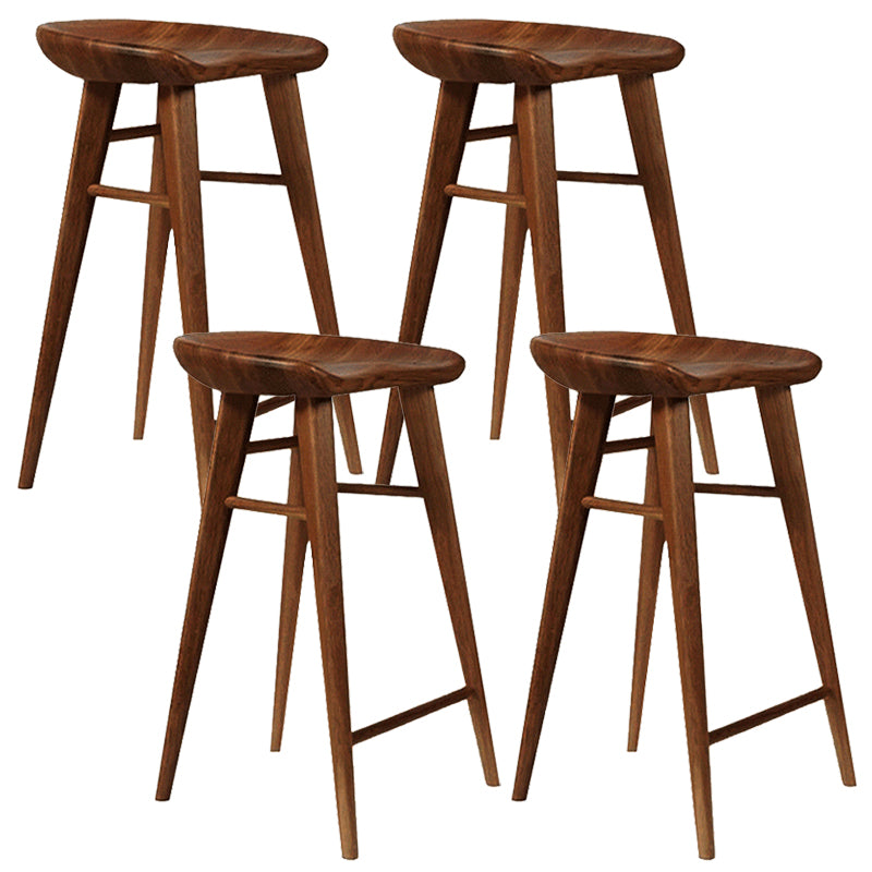Modern Armless Counter Stool Wood Cafe Bar Stool with Wooden Seat and Pedal