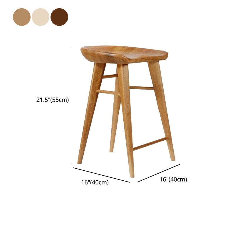 Modern Armless Counter Stool Wood Cafe Bar Stool with Wooden Seat and Pedal