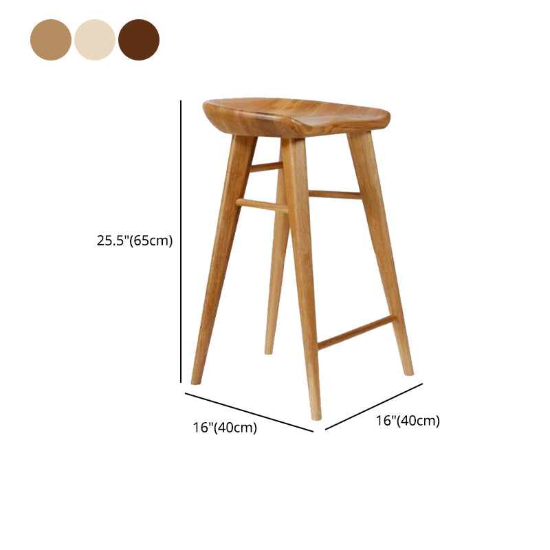 Modern Armless Counter Stool Wood Cafe Bar Stool with Wooden Seat and Pedal