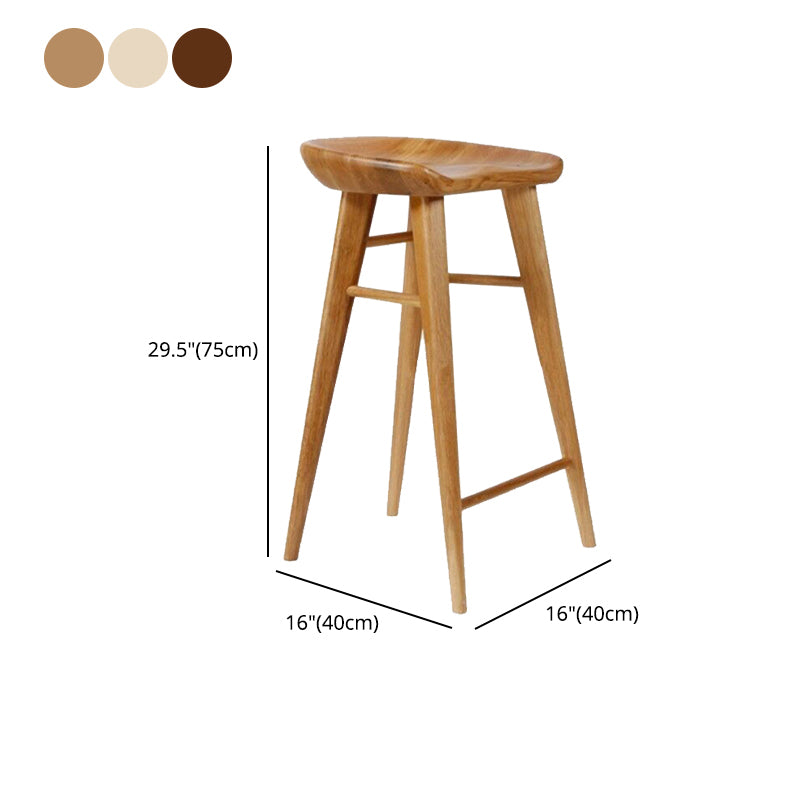 Modern Armless Counter Stool Wood Cafe Bar Stool with Wooden Seat and Pedal