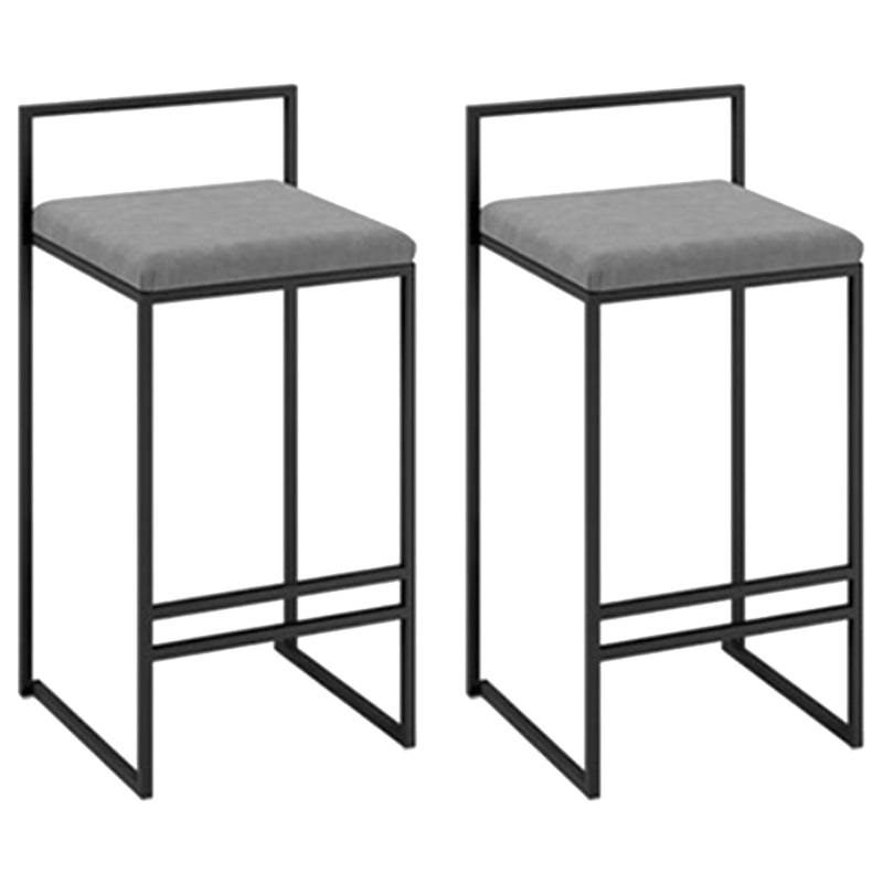 Modern Backrest Counter Stool Iron Kitchen Bar Stool with Velvet Cushion and Pedal