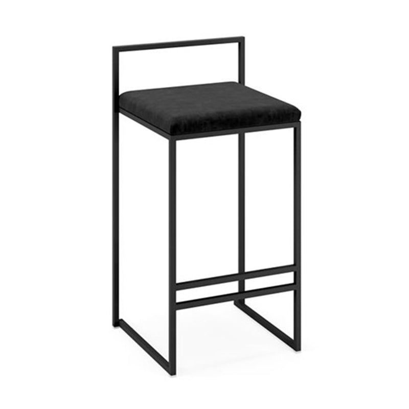 Modern Backrest Counter Stool Iron Kitchen Bar Stool with Velvet Cushion and Pedal