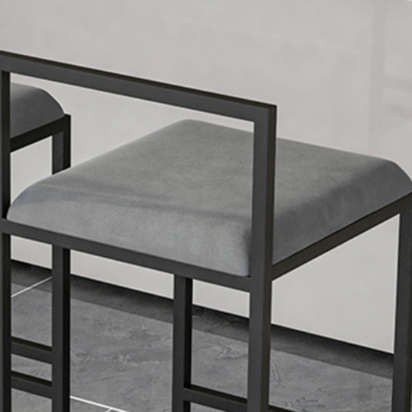 Modern Backrest Counter Stool Iron Kitchen Bar Stool with Velvet Cushion and Pedal