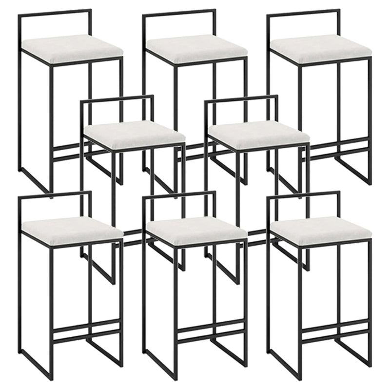 Modern Backrest Counter Stool Iron Kitchen Bar Stool with Velvet Cushion and Pedal