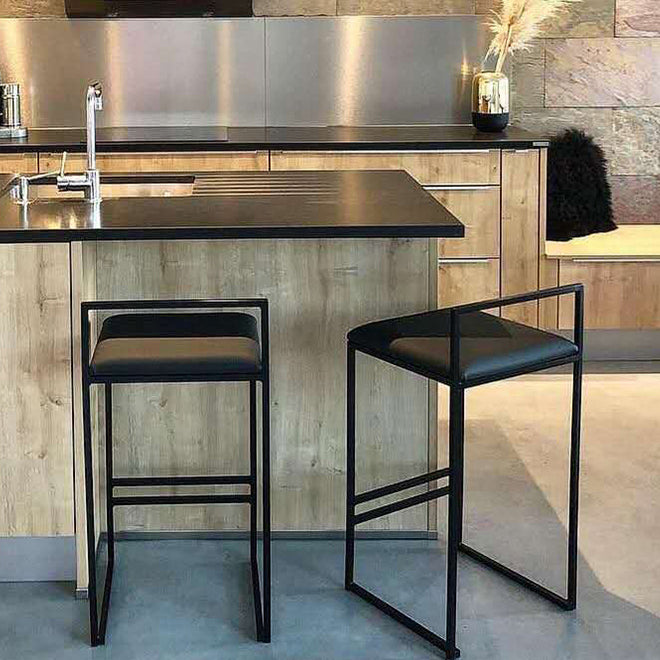 Modern Backrest Counter Stool Iron Kitchen Bar Stool with Velvet Cushion and Pedal