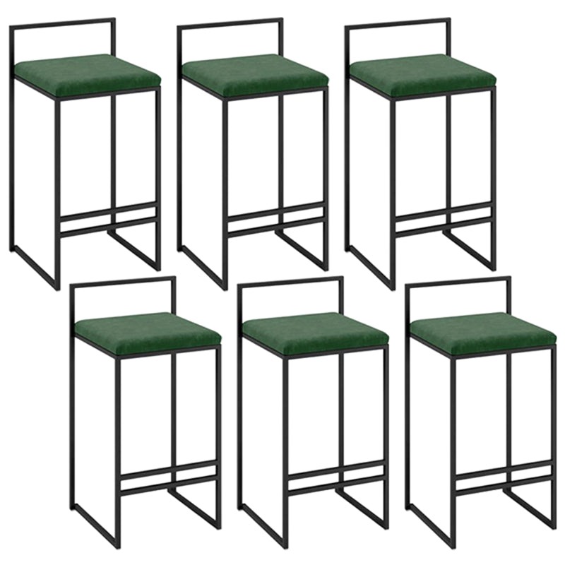 Modern Backrest Counter Stool Iron Kitchen Bar Stool with Velvet Cushion and Pedal