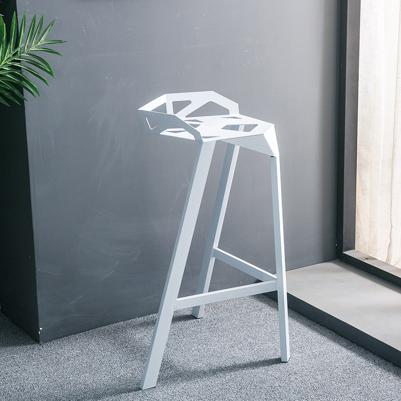 Modern Armless Backrest Counter Stool Iron Cafe Bar Stool with Seat