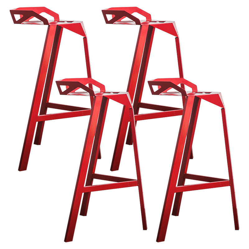 Modern Armless Backrest Counter Stool Iron Cafe Bar Stool with Seat