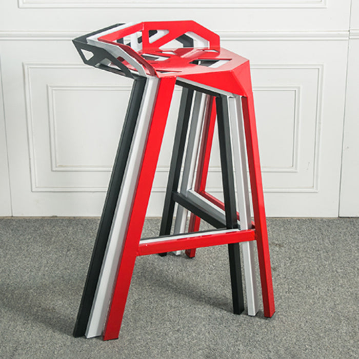 Modern Armless Backrest Counter Stool Iron Cafe Bar Stool with Seat