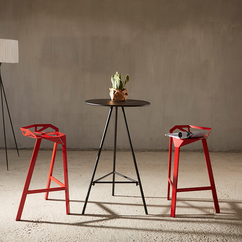 Modern Armless Backrest Counter Stool Iron Cafe Bar Stool with Seat