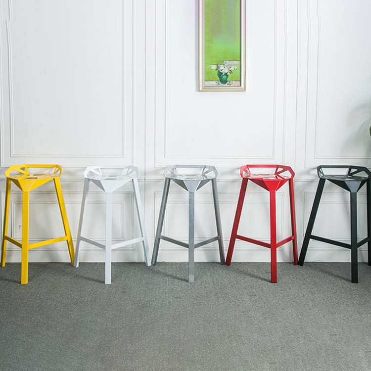 Modern Armless Backrest Counter Stool Iron Cafe Bar Stool with Seat