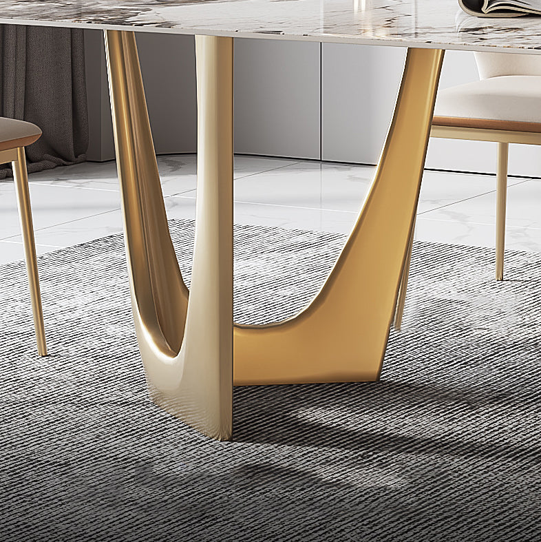 Luxury Sintered Stone Dining Set Rectangle 1/4/5/7 Pieces Dining Room Table Set