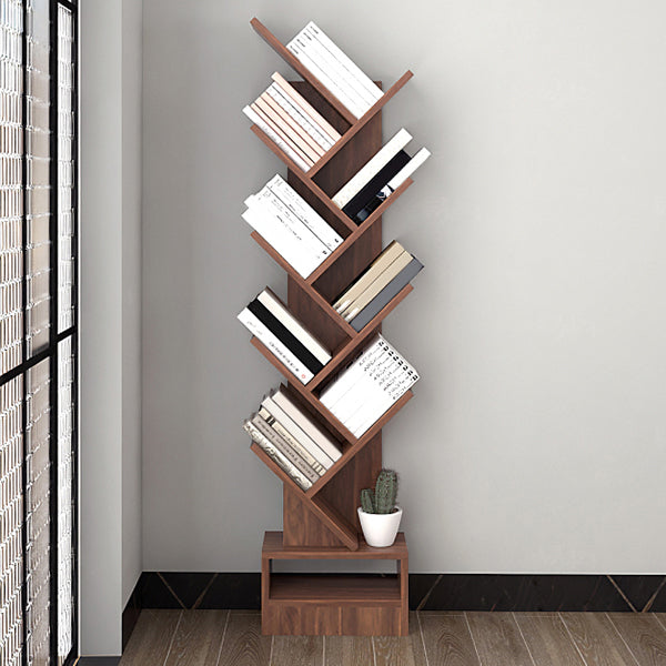 Contemporary Style Geometric Bookcase Vertical Closed Back Book Shelf