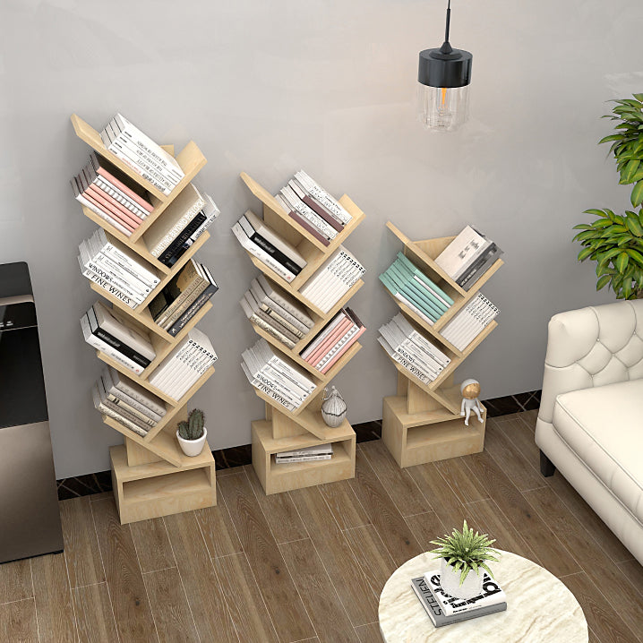 Contemporary Style Geometric Bookcase Vertical Closed Back Book Shelf