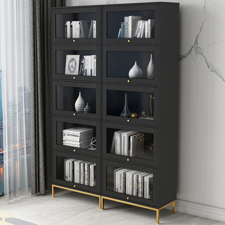 Glam Bookshelf Standard Wooden Shelf Bookcase with Cabinets for Office