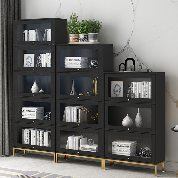 Glam Bookshelf Standard Wooden Shelf Bookcase with Cabinets for Office