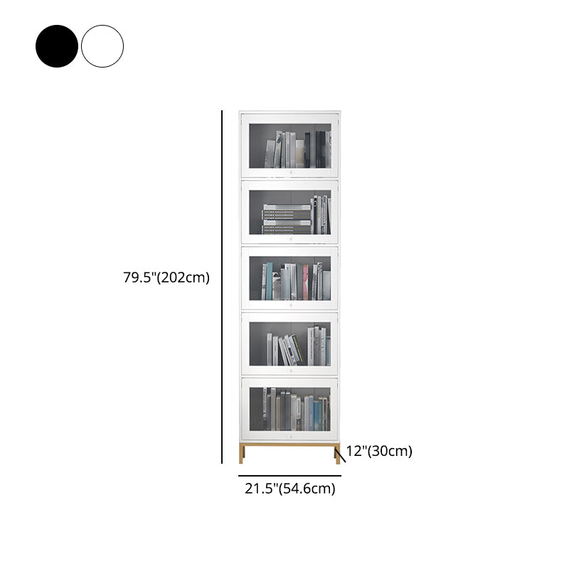 Glam Bookshelf Standard Wooden Shelf Bookcase with Cabinets for Office