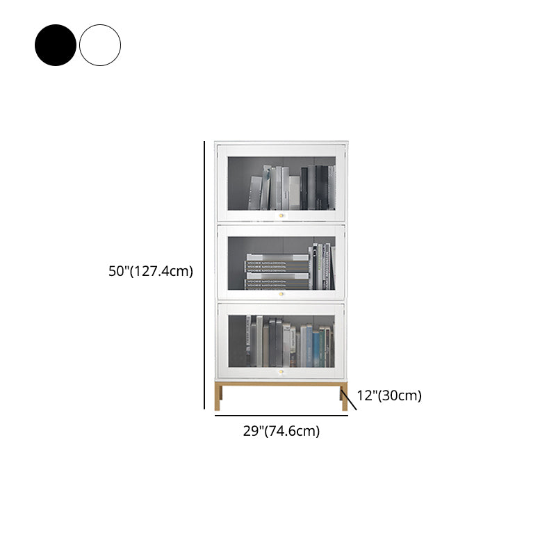 Glam Bookshelf Standard Wooden Shelf Bookcase with Cabinets for Office