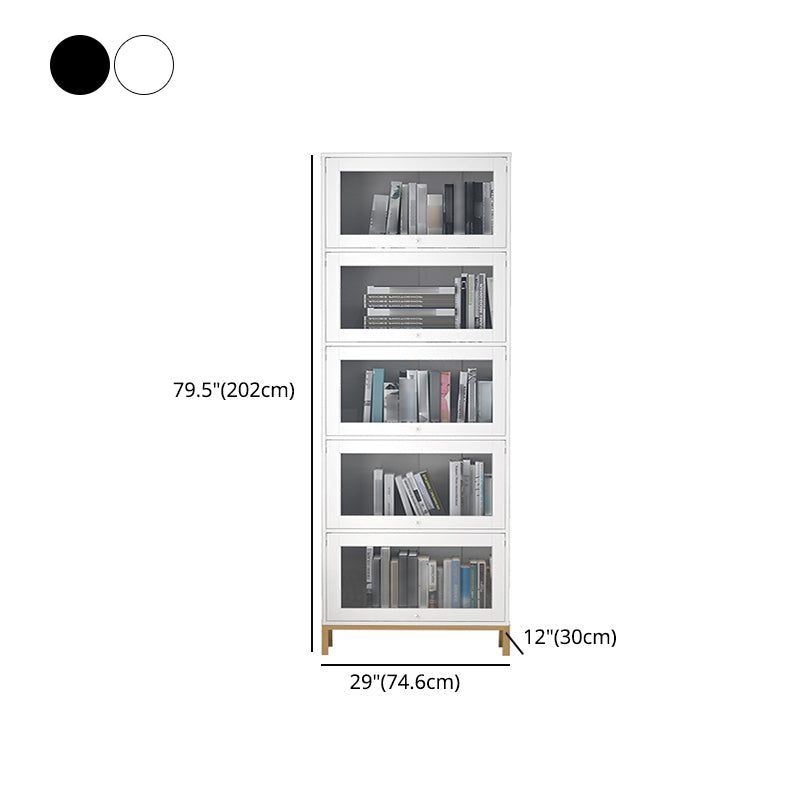 Glam Bookshelf Standard Wooden Shelf Bookcase with Cabinets for Office